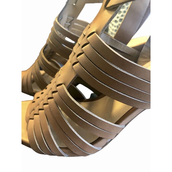 Madden Girl Reine Sandal Shoes Size 6.5‎ Brown Strappy Block Heel Huarache NEW - Picture 8 of 9